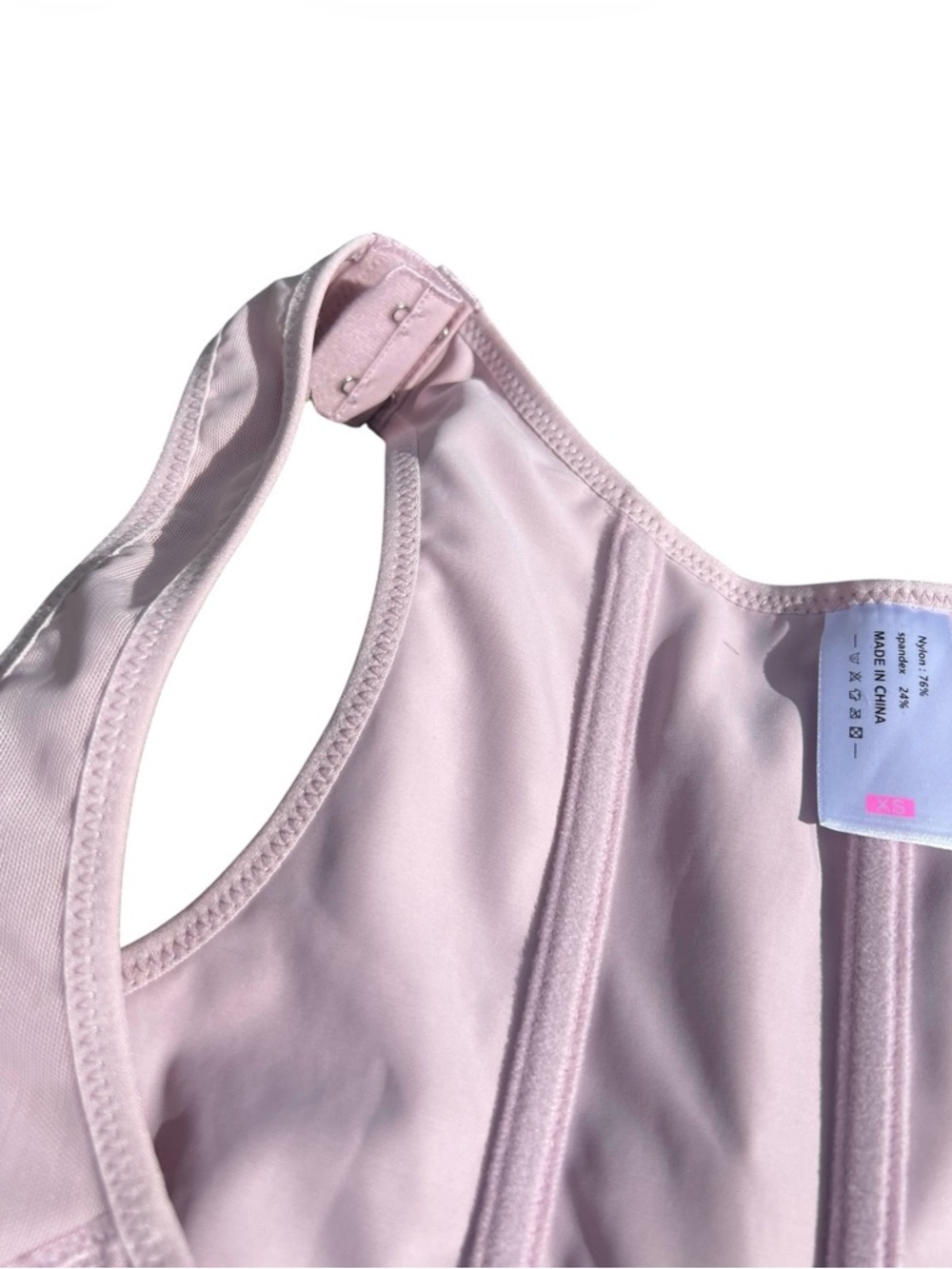 Light Pink Full-Body Shapewear Bodysuit with Front Hook Closure Size XS - Picture 4 of 6